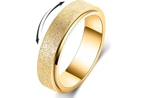 OREILLESTAR Titanium Stainless Steel Anxiety Ring for Women Men Fidget Spinner Ring, Size 6-12, Width 6MM, 5-Color: Rose Gold-Rainbow-Silver-Black-Blue