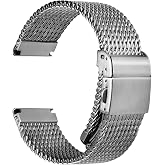 Milanese Mesh Watch Bracelets, Men's Watch Bands Brushed, Non-Quick-Release | REZERO Watch Straps Replacement for Men | Luxury Style | Thick &amp; Solid | Secure Connect | Matte &amp; Electroplated Silver/Black