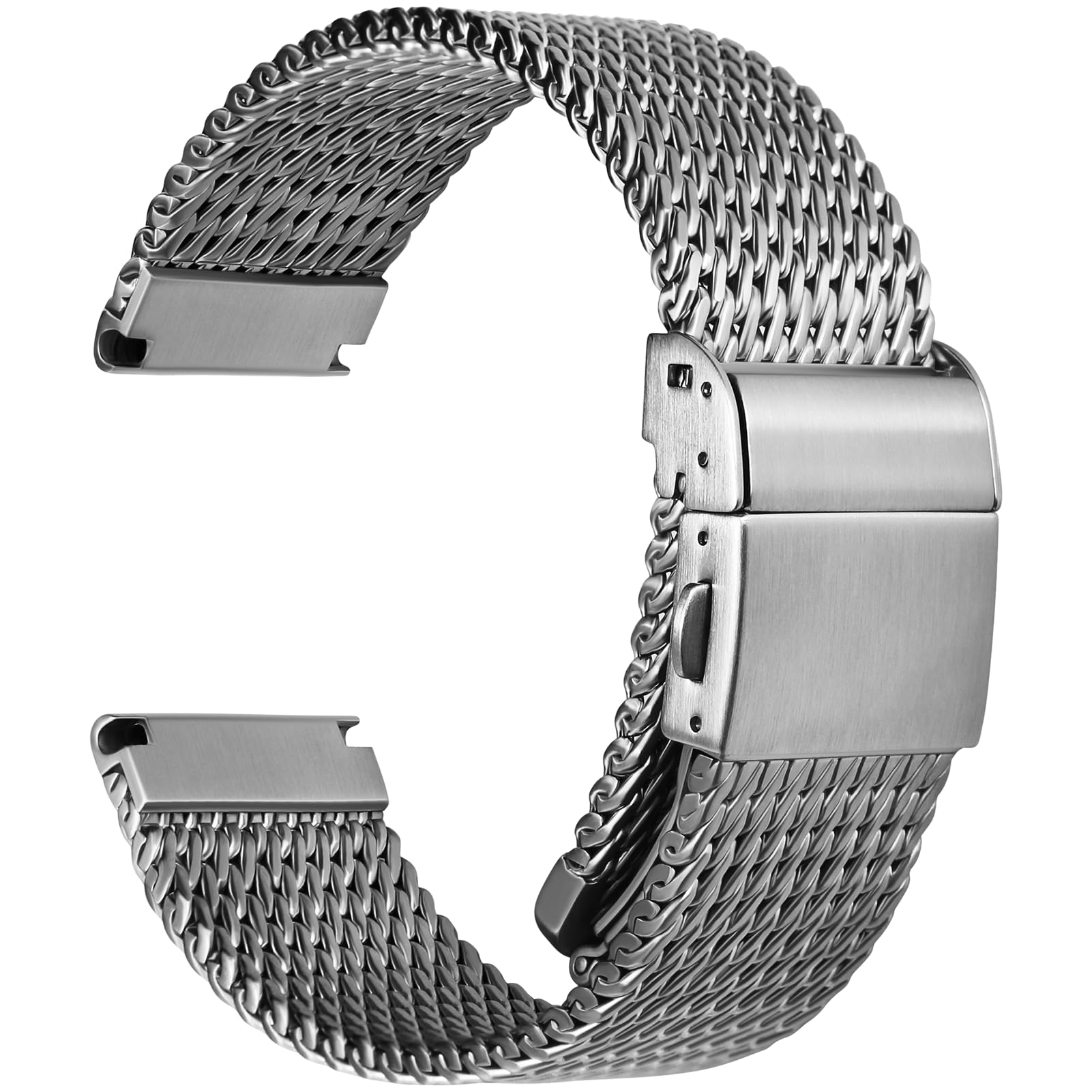 Photo 1 of REZERO Mesh Watch Bands for Men, 316L Stainless Steel Milanese Watch Straps with Upgraded Folding Clasps, Brushed Matte Bracelets, Metal Band Replacements Silver/Black - 19/20/21/22/24mm