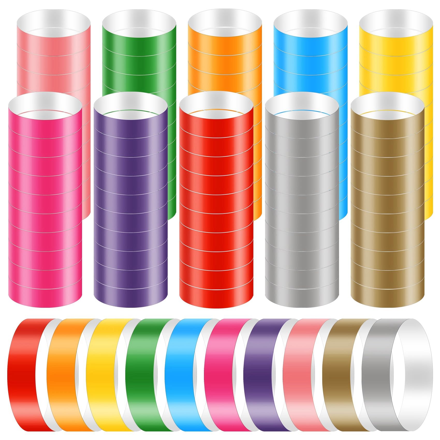 Yeruvce 1000 Pcs Paper Wristbands for Events, Waterproof Neon Wristbands Colorful Wrist Bands for Event Paper Bracelets for Events Music Festivals Concert Exhibitions(10 Colors)