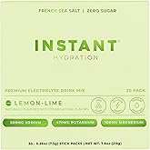 Instant Hydration Electrolytes Powder Packets - Lemon Lime Drink Mix - Zero Sugar - Keto, Vegan, Gluten-Free, Non-GMO - Boost Recovery, Brain Health, Muscle & Tissue Support- 30 Sticks