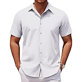 COOFANDY Men's Casual Short Sleeve Button Down Shirts Untucked Dress Shirts Wrinkle Free Summer Wedding Shirts Solid