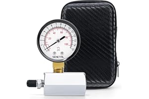 SENCTRL 0-15 Psi Gas Pressure Test Gauge, 2" Dial Size, 3/4" FNPT Connection, Brass Valve, Chrome Plated Steel Body Assembly