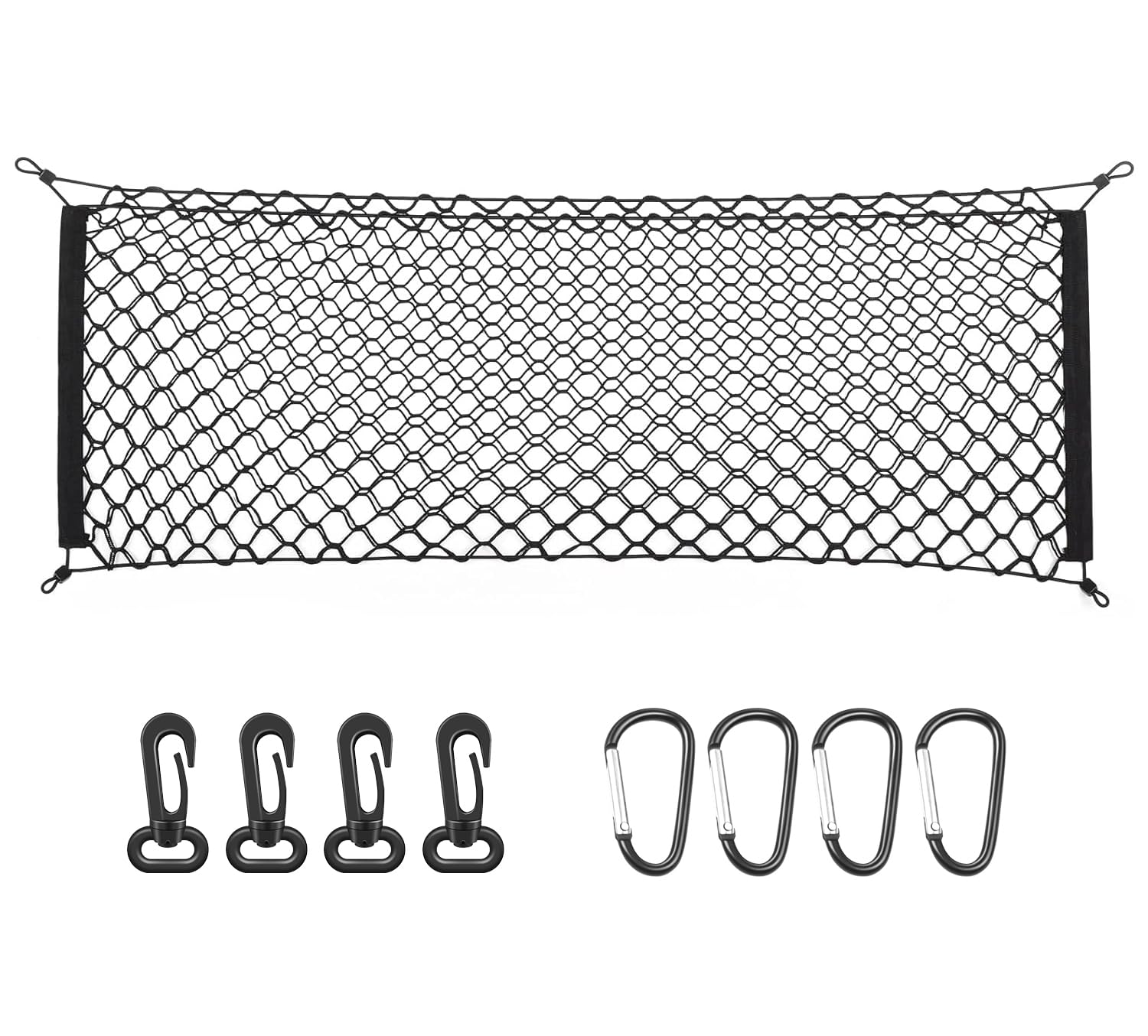 MICTUNING Upgraded Double-Layer Trunk Cargo Net, High Elastic Stretchable Car Rear Cargo Net Universal Mesh Cargo Storage Organizer 43x23 Inch