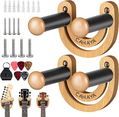 CAHAYA 2 Pack Guitar Wall Mount Hanger Smiling U Shape Adjustable Width CY0297