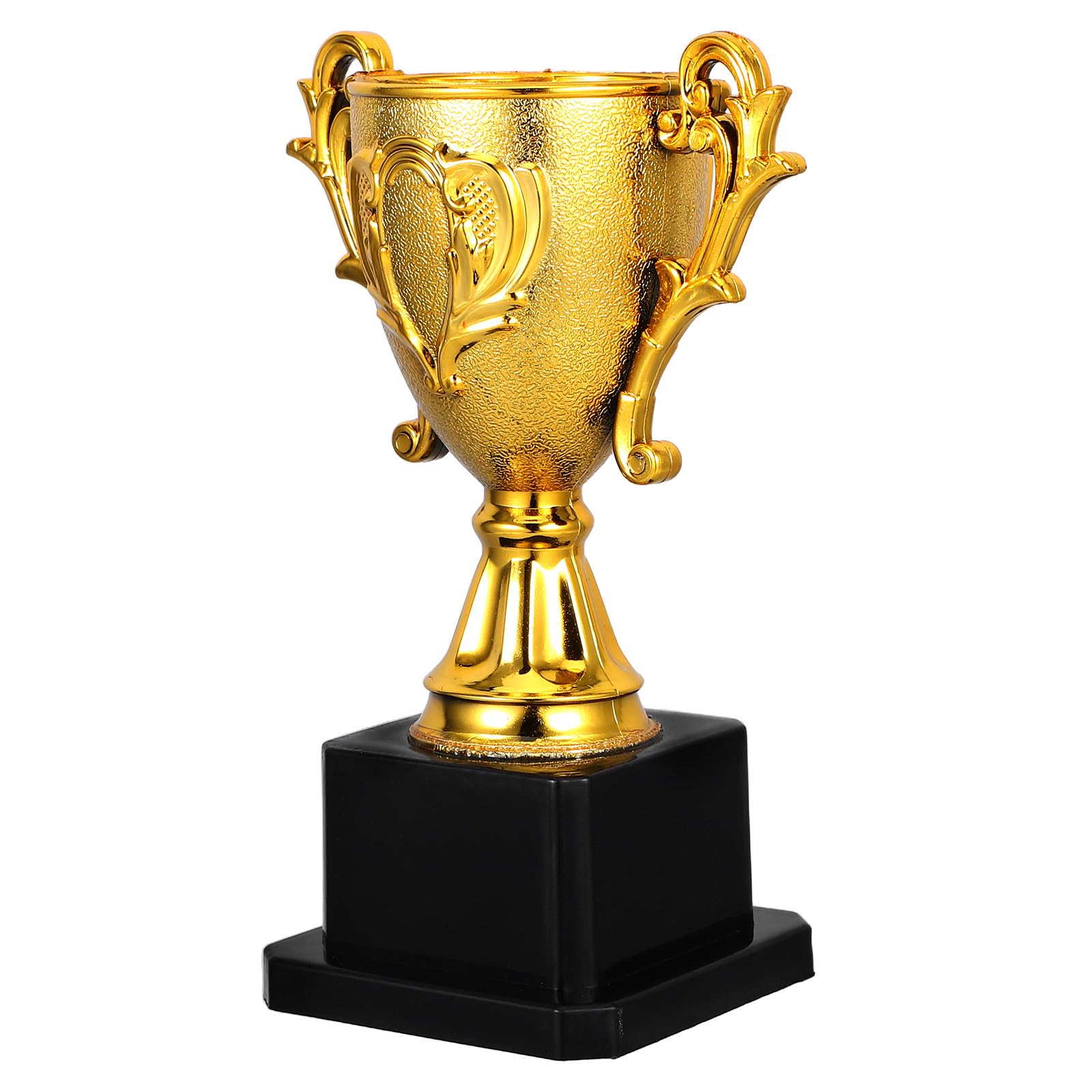Golden Plastic Winner Trophies, Gold Award Trophy 14. 3cm Gold Trophies Competition Prize Cups Award Reward Props with Base Desktop Decor for Spring Festival Carnival Sports Football Basketball