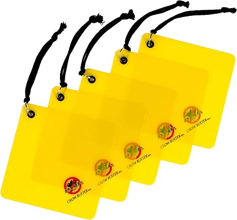 Amazon カラスバスター カラスよけ 撃退グッズ 140型 14x14cm X5枚セット 国内製造 吊るすのみ 燕の巣守りにも効果的 簡単設置 安全 特許有 鳥害対策 カラス対策 カラスよけグッズ 防鳥 防獣ネット