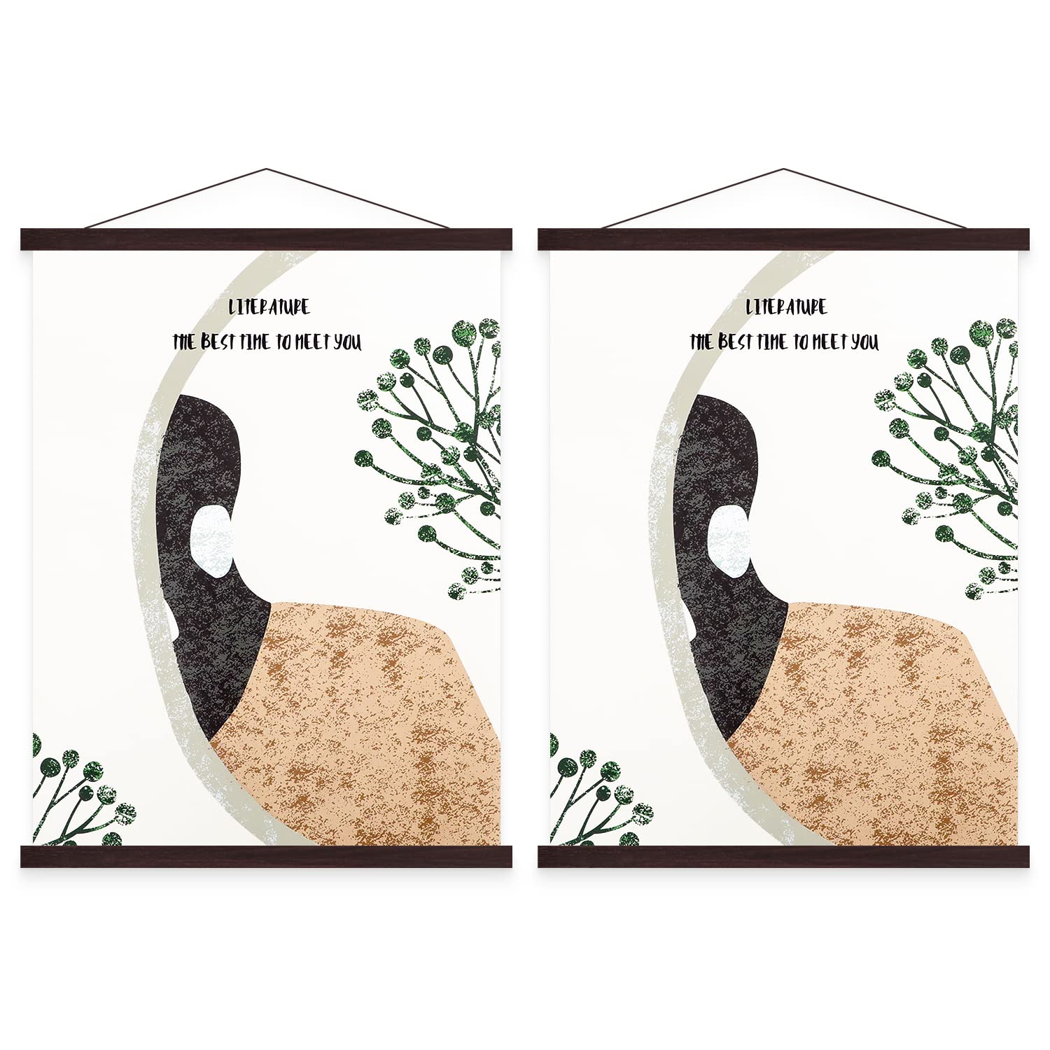 Benjia Magnetic Poster Rail, A3 Magnetic Poster Frame, Wooden Poster Strip, Poster Hanger for Prints and Artwork, Pack of 2, Walnut, 30 x 40 cm