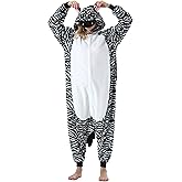 DarkCom Zebra Onesie Halloween Costume One Piece Unisex Adult Pajamas Women Men Sleepwear Christmas Pajamas