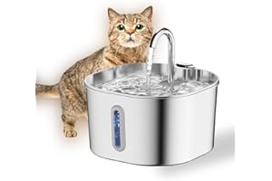 Cat Water Fountain Stainless Steel: 74oz/2.2L Cat Fountain for Drinking - Water Fountains for Cats Indoor - Quiet pet Water F