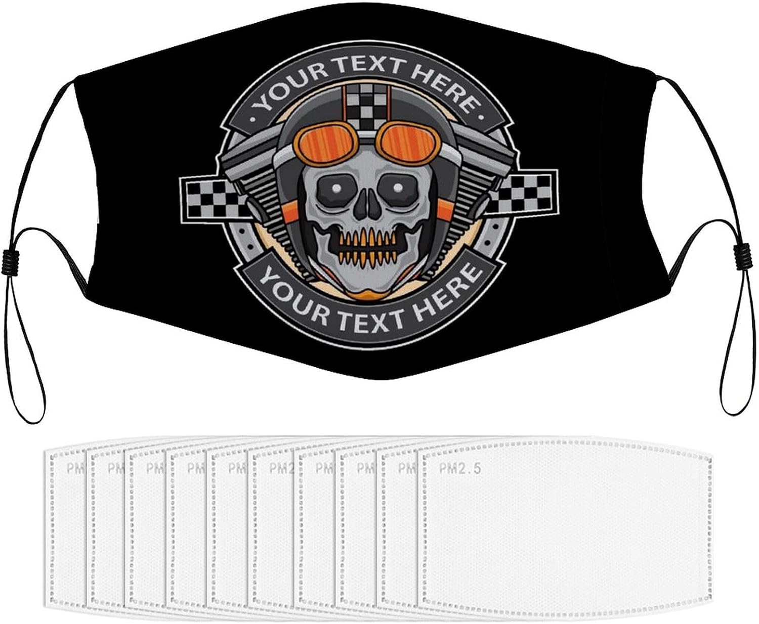 Skull Motorcycle Badge Washable Face Mask for Men Women Reusable