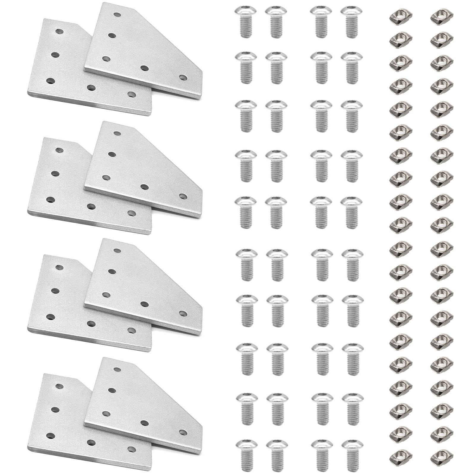 iMetrx 2020 Aluminum Extrusion Corner Bracket L-Shaped Connector Bracket 8PCS +40Pcs M5 Nuts+40Pcs M5x8mm Hex Socket Cap Screw for 2020 Aluminum Profile 3D Printer Connector
