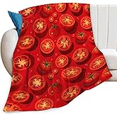 Tomato Blanket for Women Girls, Tomato Lovers Flannel Throw Blanket, Cozy Fleece Soft Stuff Food Blankets Gift for Kids Couch Sofa Bed 50" x 40"