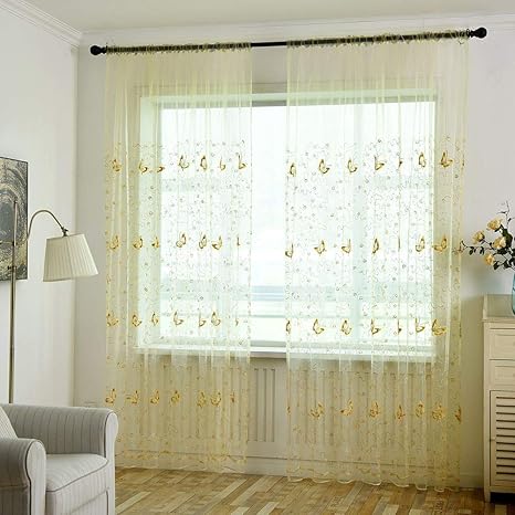 Buy Sheer Curtains Butterfly Sequins Embroidered Patterned Tulle
