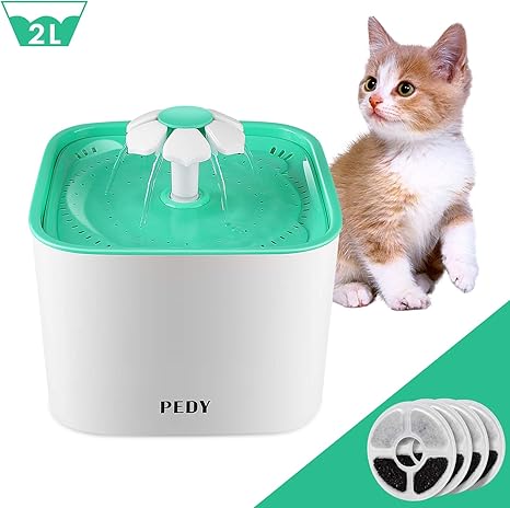 Pedy Cat Water Fountain Automatic Cat Flower Water Fountain Pet Water Fountain For Cats And Dogs With Filter 4 Filters Green 20l