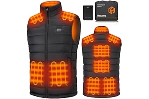 HECUSMA Heated Vest for Men with Battery Pack Included 16000mAh 7.4V, Electric Men's Heated Vests Lightweight Heating Vest Cycling