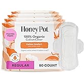 The Honey Pot Company - 80 ct - Sanitary Pads for Women - Non-Herbal Regular Flow w/Wings - Organic Cotton Cover & Ultra-Absorbent Pulp Core - Feminine Care