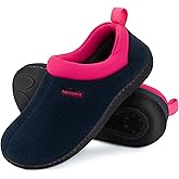 RockDove Womens Soft Cuff Polar Fleece Two Tone Memory Foam Slipper Closed Back Indoor Outdoor Non Slip Rubber Sole Cozy Warm Gift