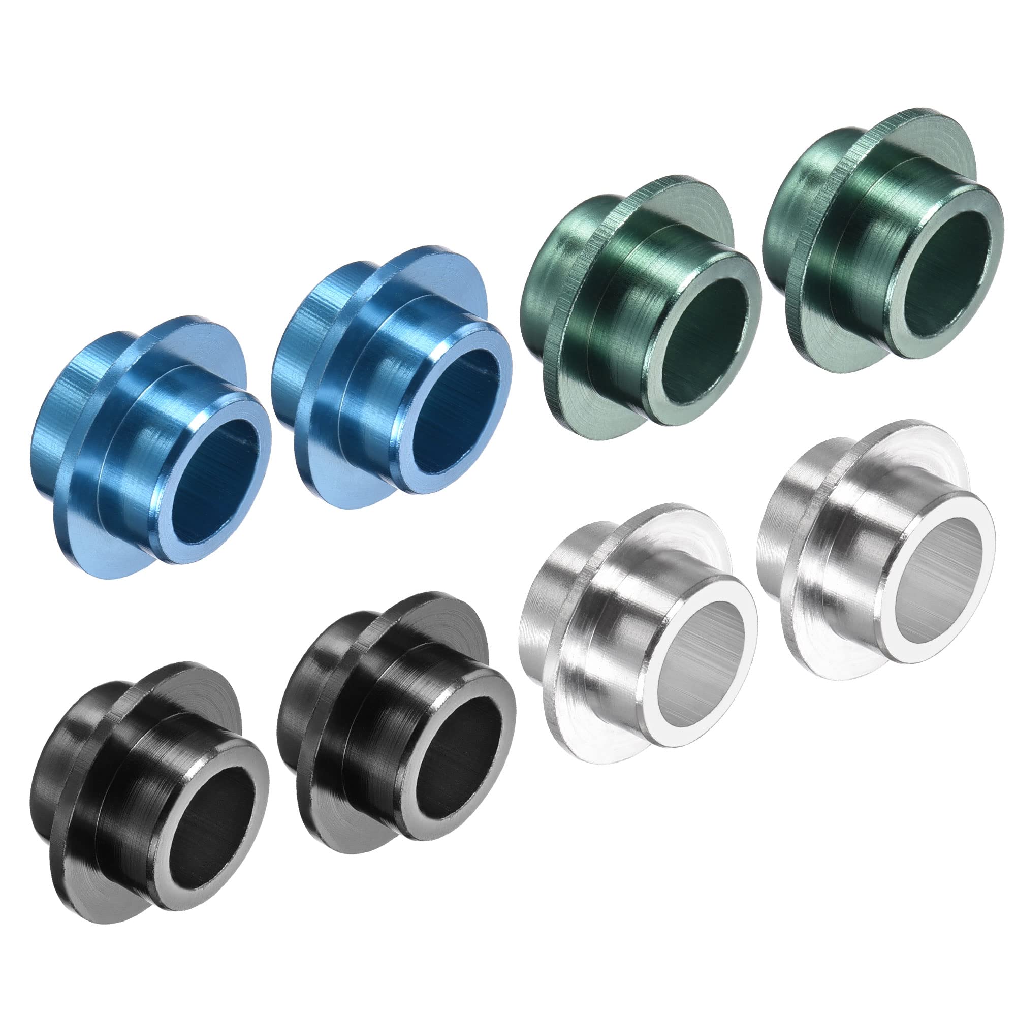 PATIKIL Inline Axle Bushing Spacers, 8 Pack Bearing Spacers Wheel Center Aluminum for Skates Roller, Black Green Blue Silver