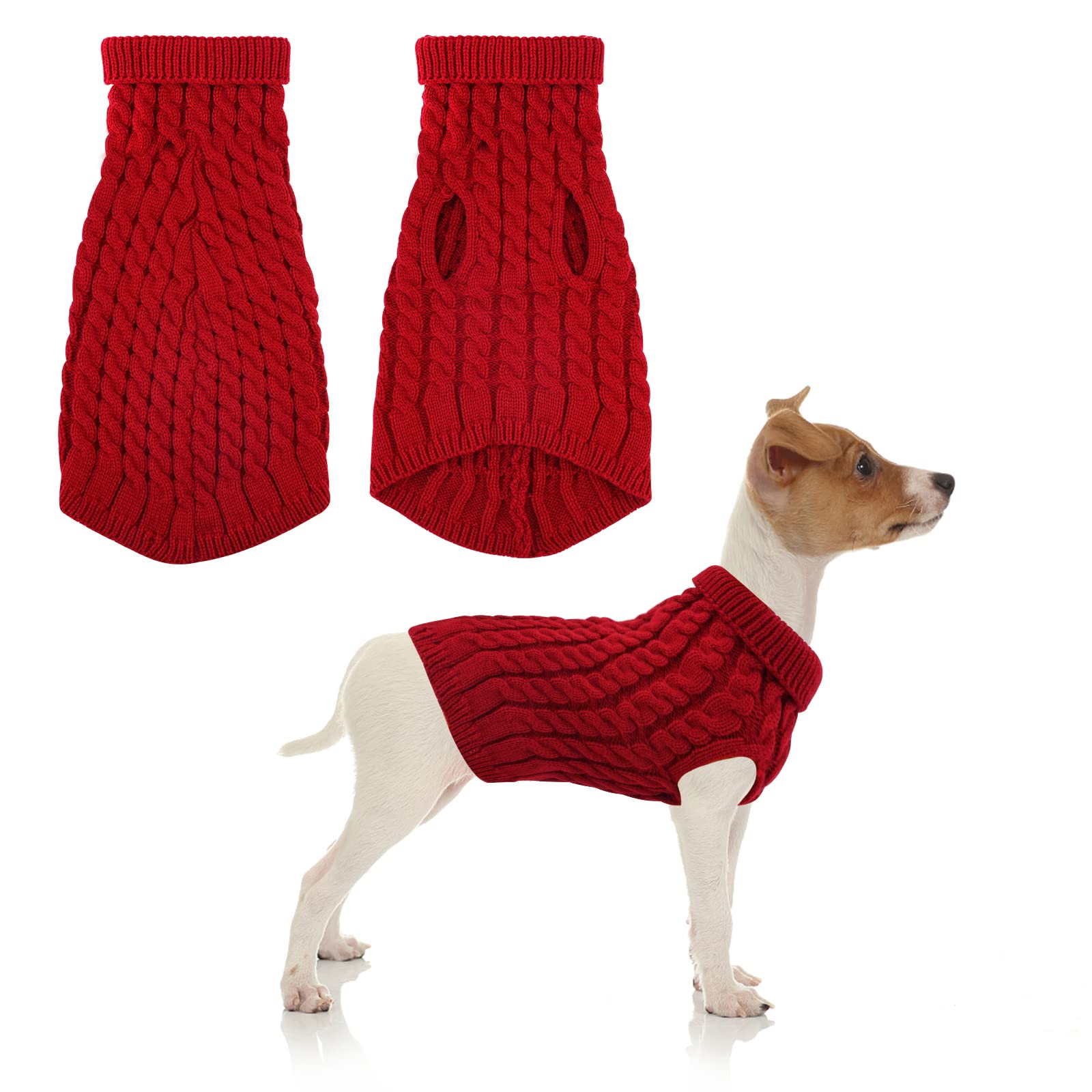 PetPullover Knitted Dog & Cat Fleece Jumper - Soft Warm Winter Coat for Small Dogs & Cats - Indoor & Outdoor
