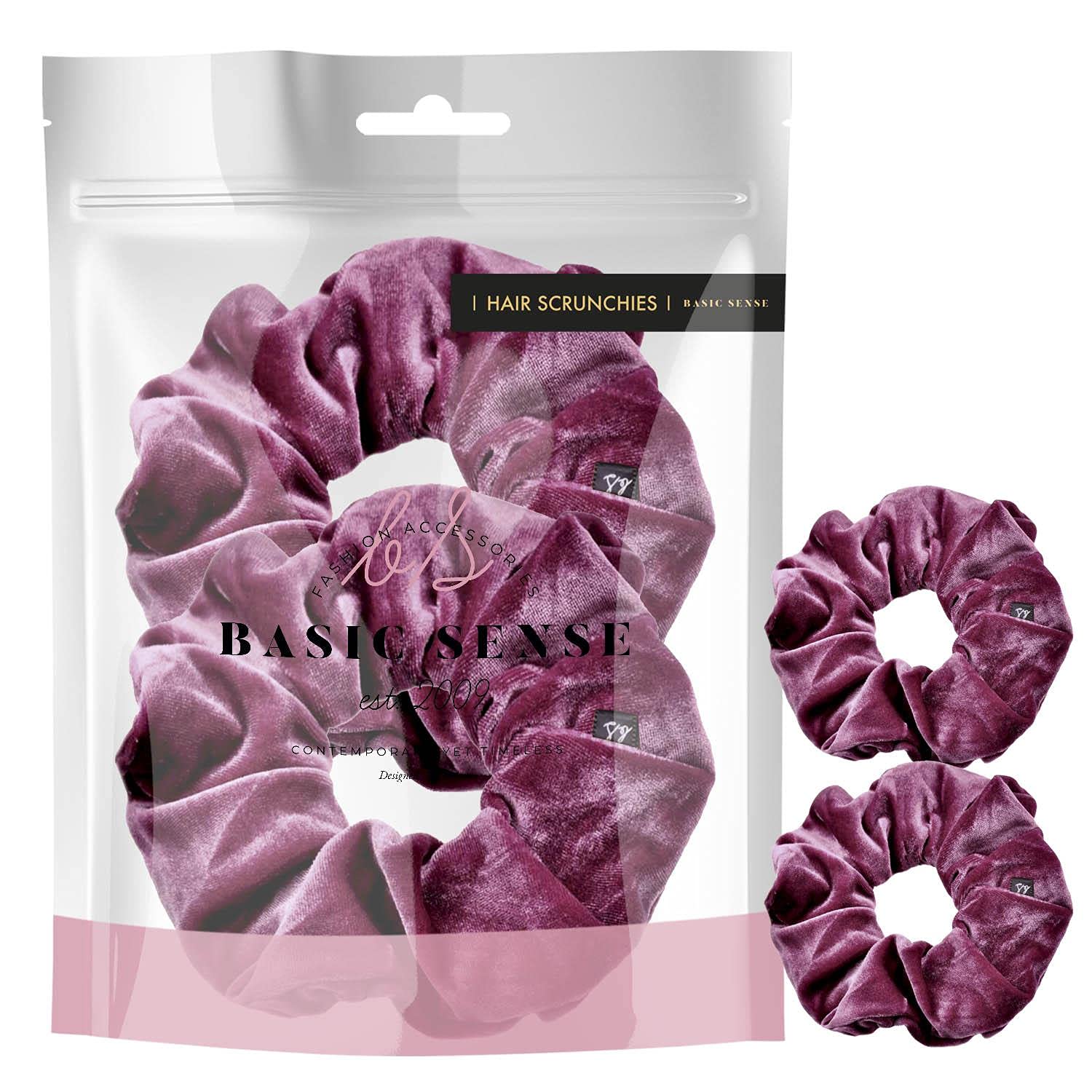 2 PCS Premium Large Hair Velvet Scrunchies Ties Bands Updo Ponytail Bobble Scrunchy Holder For Women Girl Kids, Plum