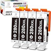 Miss Deer 280 PGBK Ink Cartridges Compatible Replacement for Canon 280XXL PGI-280XXL PGI280 for Canon Pixma TR7520 TR8520 TS6120 TS6220 TS8120 TS8220 TS9120 TS9520 TS9521C TS702 (4 x Large Black)