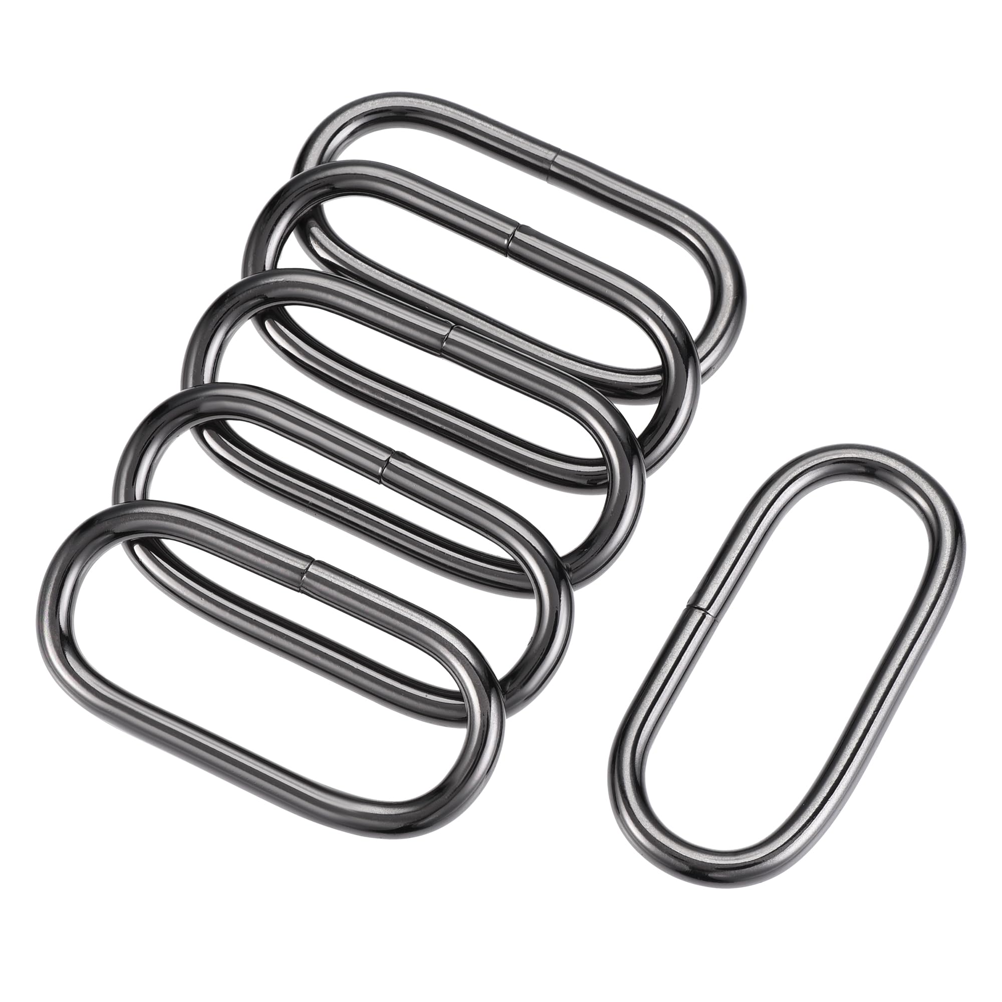 sourcing map Metal Oval Ring Buckles 50x19mm for Bags Belts DIY Black 6pcs