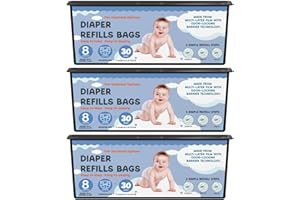 FUNUNCAT Diaper Pail Refills Bags with 30 Bags Compatible with Genie Easy Roll Signature Diaper Pails and Platinum Diaper Pails, Lasts Up to 8 Months, 7-Layer Odor-Barrier Technology, 3 Pack (90 Bags)
