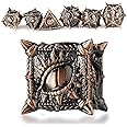 Surpass DND dice Metal dice Dungeons and Dragons dice polyhedral dice Dragon Eye dice Set RPG dice DND Dragon dice Role Playing Game dice RPG dice Set Pathfinder dice Set (red Copper)