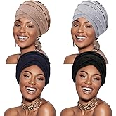 4 Pieces Turbans for Women Soft Sleep Cap Cancer Turban Fashion Head Wraps Hijab Caps for Women Beanie Hat