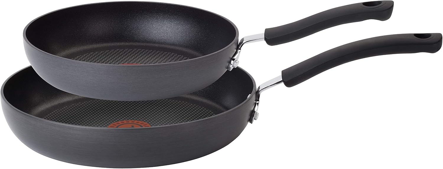 T-fal Ultimate Hard Anodized 2-Piece Scratch Resistant Titanium Nonstick Thermo-Spot PFOA Free 10/12-Inch Cookware Set, Gray, E765S274: Kitchen & Dining