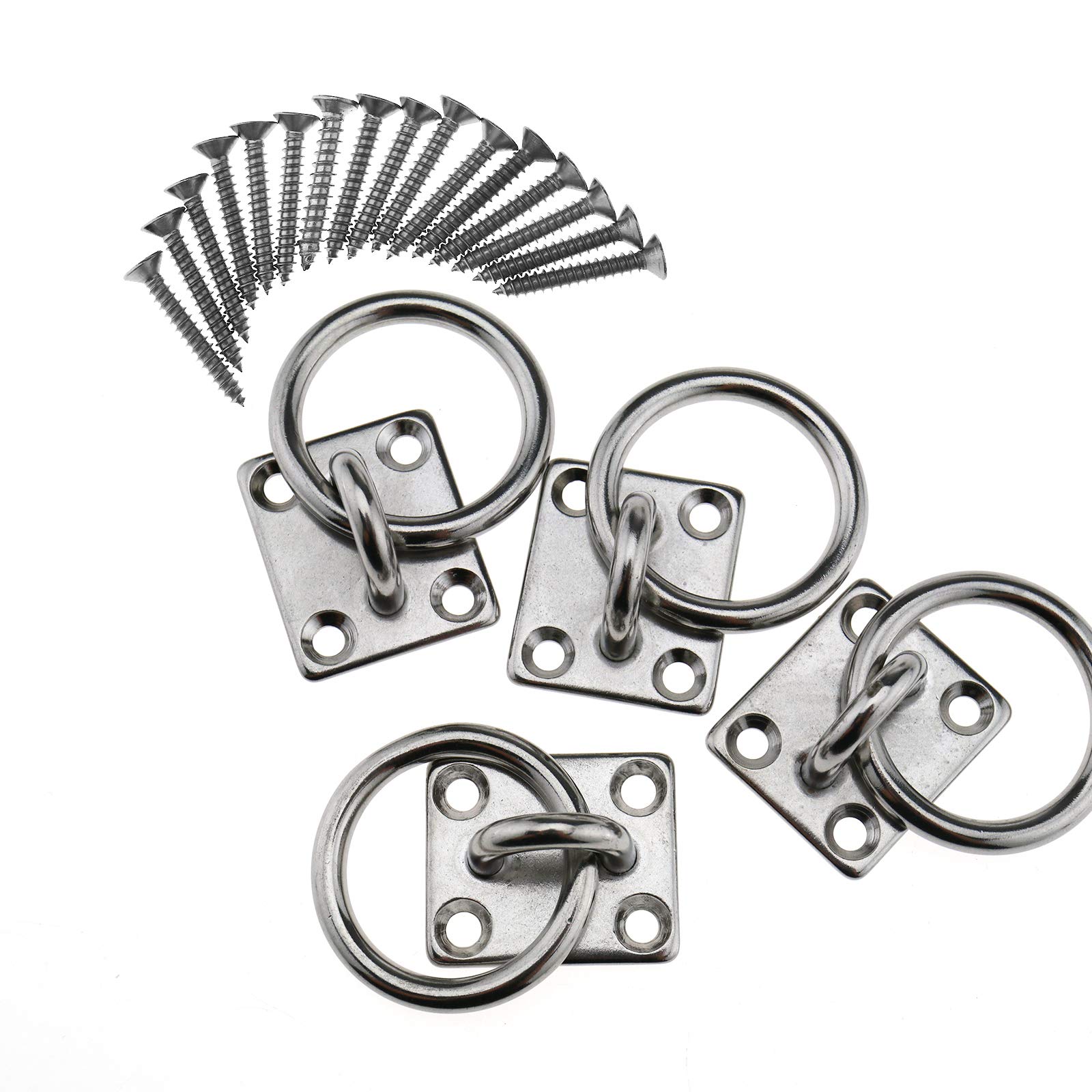 OTOTEC 4 x 5mm Square Pad Eye Plates Staple Ring 316 Stainless Steel Marine Boat