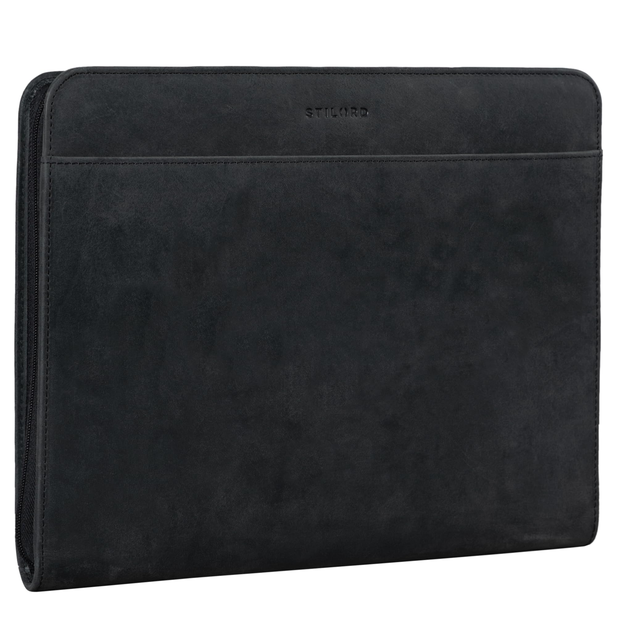 STILORD 'Massimo' Conference Folder Leather Large 13,3 inch Vintage Notebook for MacBook Case Bag Cover Briefcase, Colour:Anthracite