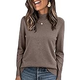 PEHMEA Women's Mock Neck Sweater Light Wool Blend Slim Soft Pullover Dressy Casual Top for Fall Winter Warm