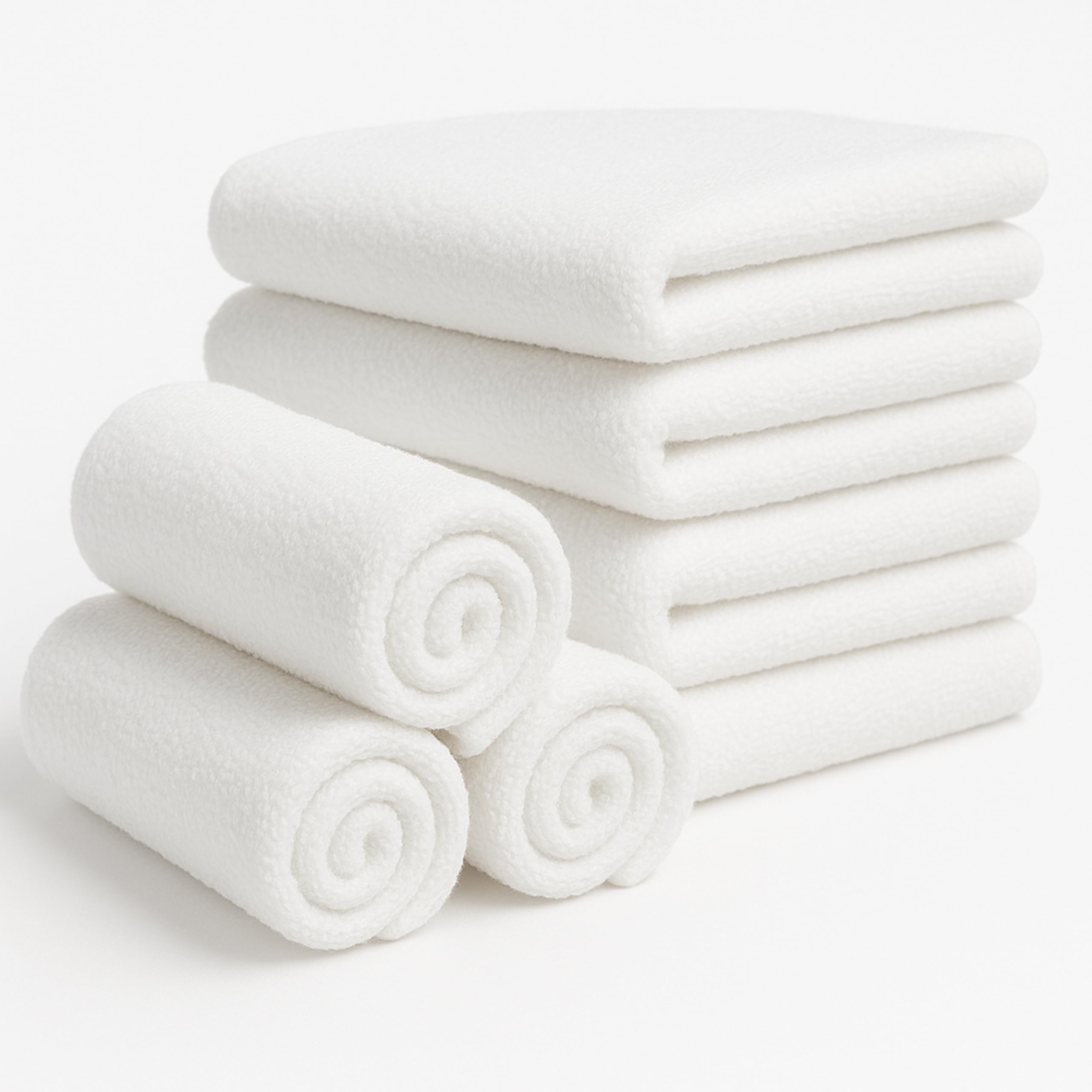 White Pack of 3 Terry Towelling Nappies 60x60cm - 100% Cotton Reusable Cloth Nappy Diaper – Cleaning Cloths – Flannel Face Cloth – Baby Wash Cloths Burp Cloths.