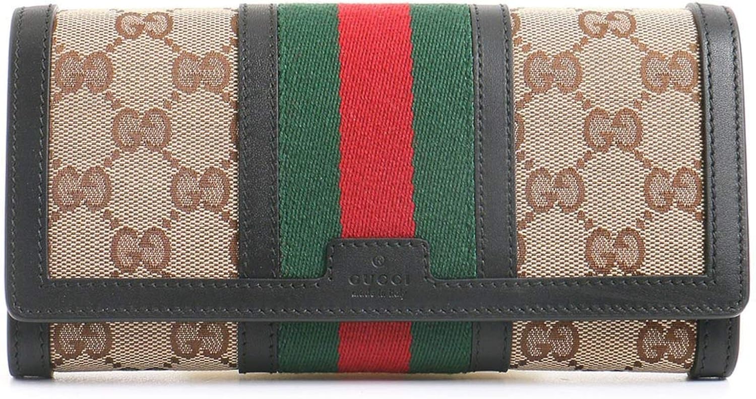 Gucci  Beige Gg Canvas/Brown leather Long Wallet 353651 Zip Around