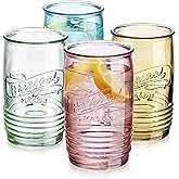 Glaver's Set Of 4 Original Mason Collins Glasses Assorted Colored Drinking Glasses For Juice, Cocktails, Beverage Glass Cups, Hand Wash-In Cold Water (Original Mason Colored 20 OZ)