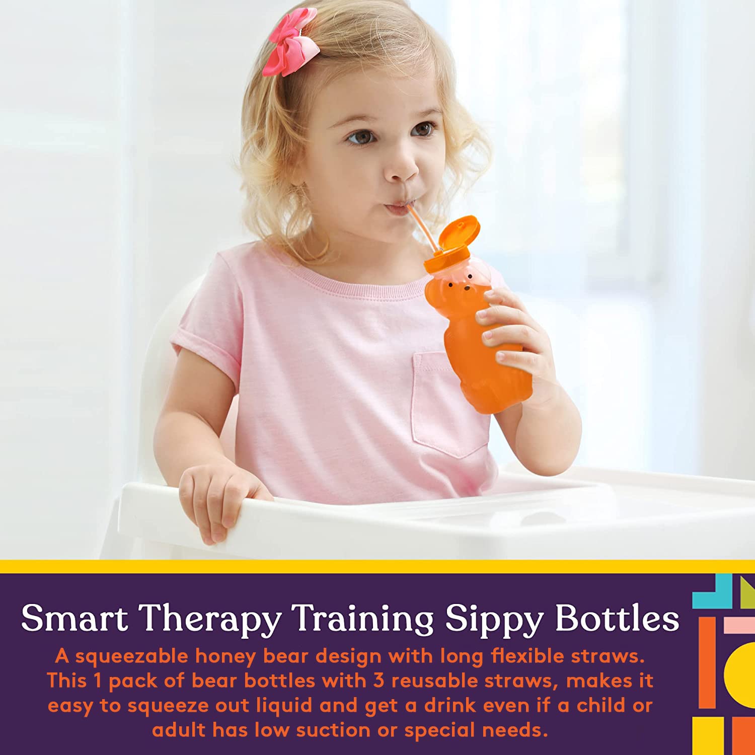 Mua Honey Bear Straw Cup Long Straws, Squeezable Therapy and Special ...