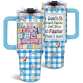 DUUV Sewing Gifts for Sewing Lovers, Birthday Tumbler for Women, Quilting Gifts for Quilters, Quilting Crochet Lover Gift for Mom, 40 Oz Tumbler with Handle for Christmas Thanksgiving, 1PCS