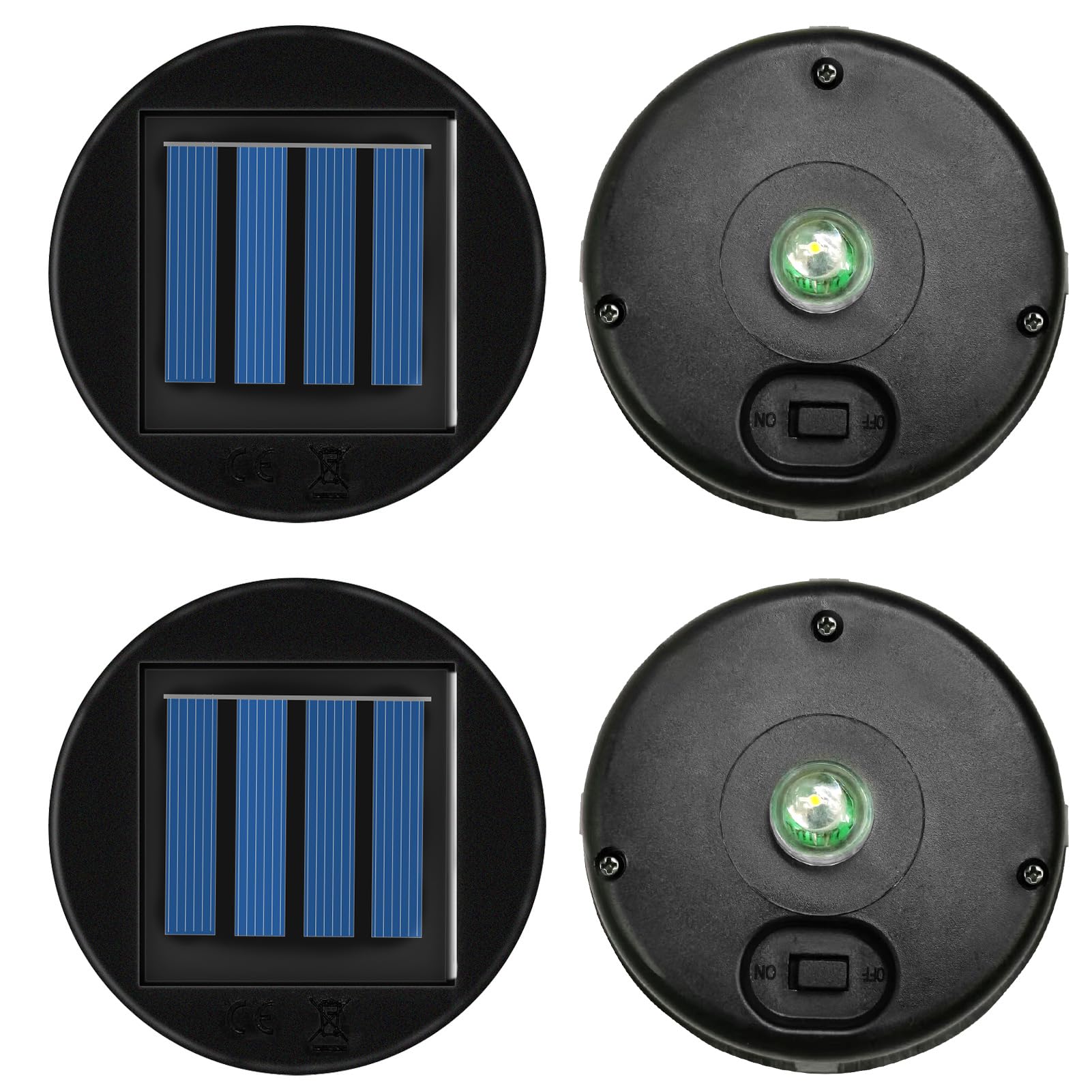 ULEMONDEE Replacement Solar Panels Top Perfect for Outdoor Lantern Lights Accessories in The Garden (4PCS Top Diameter 8cm Inner 7.2cm)
