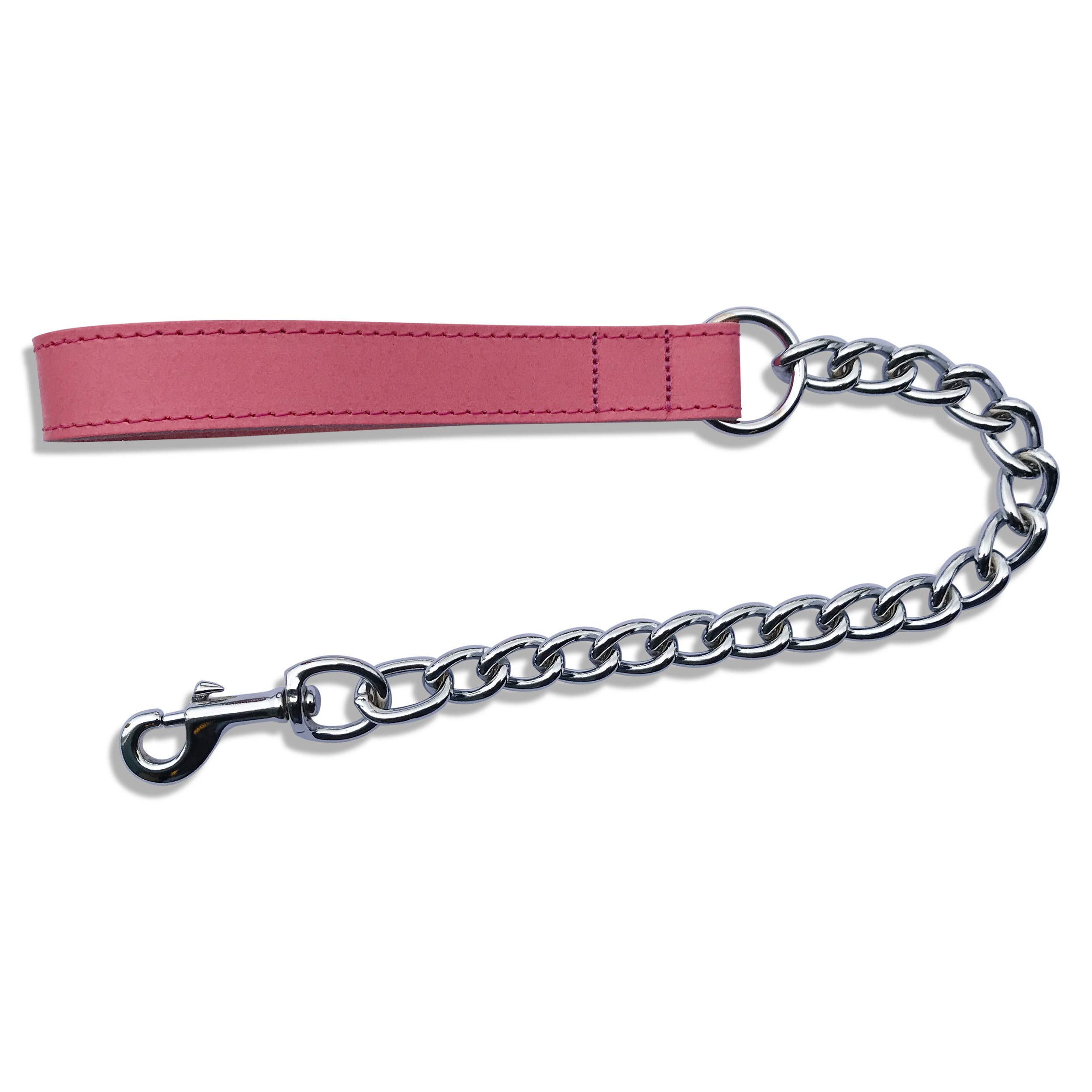 BBD 25-inch Ex Heavy Leather Chain Lead, Pink โ image 1