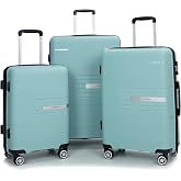 Tripcomp Luggage 3 Piece Sets Suitcase Set with Double Spinner Wheels, Lightweight Carry On Hardside Travel Luggage with TSA Lock, (20/24/28) (Light Green)