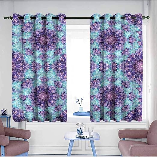 Amazon Com Samek Kids Curtains Purple Mandala Mosaic Fractal