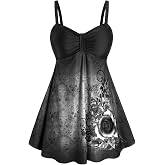 Rosegal Gothic Floral Tribal Print Empire Waist Tankini Swimsuit