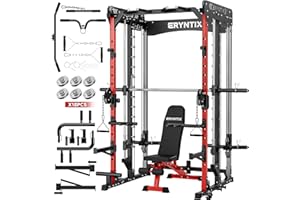 Eryntix Smith Machine Power Rack | All-in-One Power Cage with Adjustable J-Hooks, Squat Rack for Home Gym, Cable Machine & Pull-Up Bar | Home and Garage Gym Equipment for Strength Training