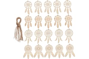 COHEALI 40pcs Wooden Dreamcatcher Arts and Crafts for Dreamcatcher Kit Wood Crafts for DIY Kits Wooden Hanging Ornaments Kit Unfinished Dream Catcher Wood Dream Catcher Paper Cut