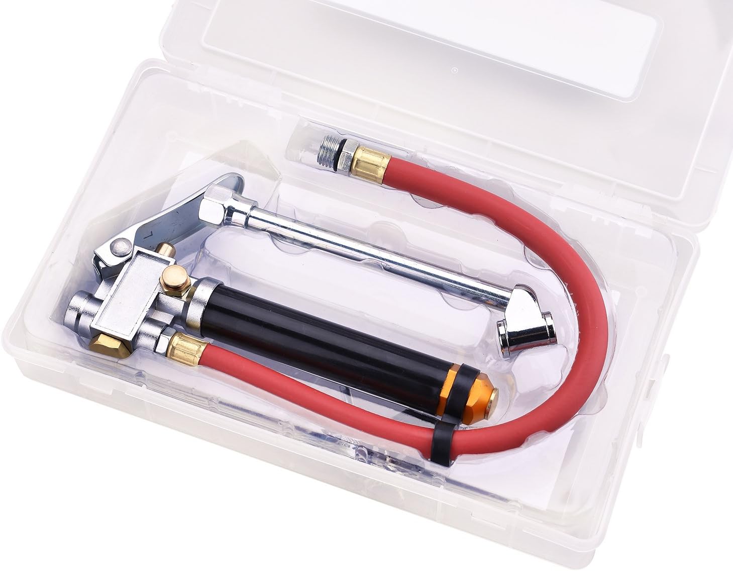 WYNNsky Heavy Duty Dual Head Tire Inflator Gauge with 12 Inch Air Hose,Tire Pressure Gauge with Storage Case: Automotive