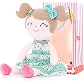 Gloveleya Baby Girl Gifts – Soft First Plush Doll with Gift Box, Spring Green Dress, Snuggly Birthday Present, for Toddler Girls