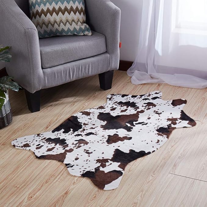 KoKoHouse 29"x43" Faux Cowhide Rug Cow Print Area Rug NonSlip Animal Cow Hide