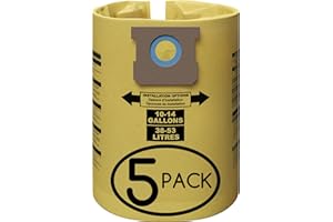 NANOVAC For Shop Vac Bags 10-14 Gallon - Reinforced Type I 90672, Type F 906620, VF2005 - Double-Layer 12 Gallon Shop Vac Bag (5 Pack)